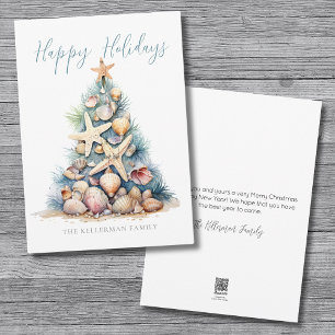 Christmas Tree Beach Happy Holidays Holiday Card