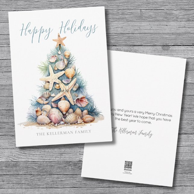 Christmas Tree Beach Happy Holidays Holiday Card (Christmas Tree Beach Happy Holidays Holiday Card)