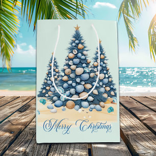 Christmas Tree Beach Merry Christmas Medium Gift Bag