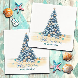 Christmas Tree Beach Merry Christmas Napkin