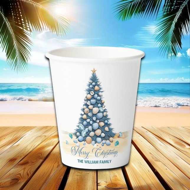 Christmas Tree Beach Merry Christmas Paper Cups (Creator Uploaded)