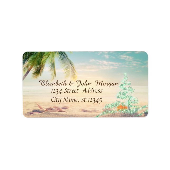 Christmas Tree,Beach,Starfish,Seastar Holiday Label (Front)