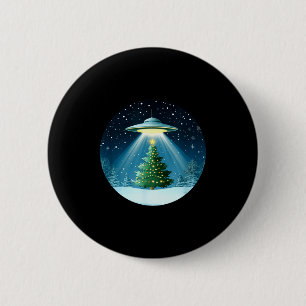 Christmas Tree Beamed By Ufo For Interstellar Holi 6 Cm Round Badge
