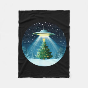 Christmas Tree Beamed By Ufo For Interstellar Holi Fleece Blanket