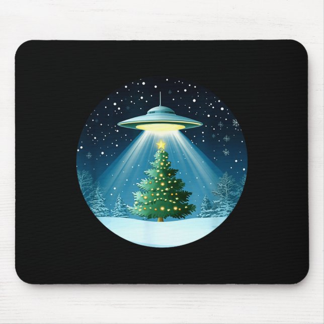 Christmas Tree Beamed By Ufo For Interstellar Holi Mouse Mat (Front)