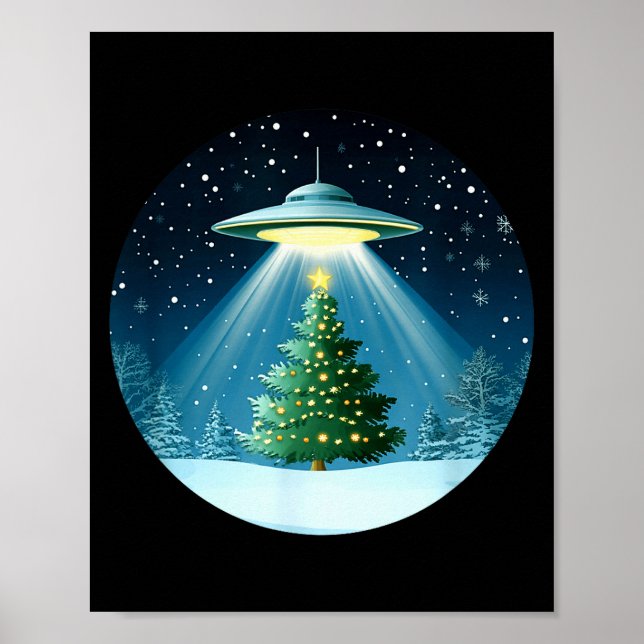 Christmas Tree Beamed By Ufo For Interstellar Holi Poster (Front)