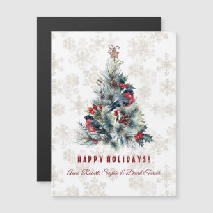 Christmas Tree Berries Holiday Wishes Monogram Magnetic Invitation