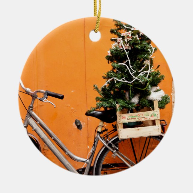 Christmas Tree Bicycle Ceramic Tree Decoration (Front)