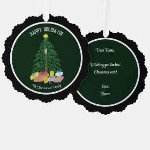 Christmas Tree Black and Green Paper Ornament Card