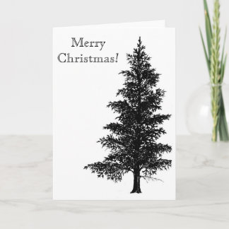 Christmas tree, black and white drawing. holiday card