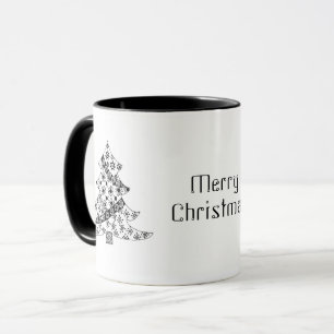 Christmas Tree Black and White Holiday Mug