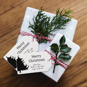 Christmas Tree Black and White Tie on Gift Tags