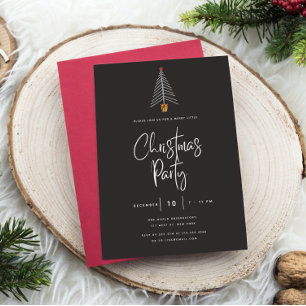Christmas Tree Black Christmas Party Invitation