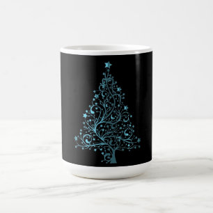 Christmas Tree Black Metallic Blue Elegant Shiny Coffee Mug