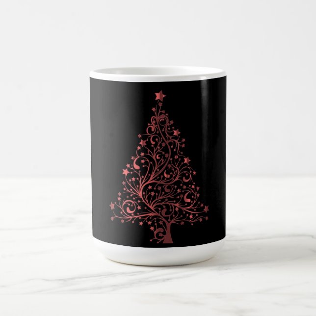 Christmas Tree Black Metallic Red Look Elegant Coffee Mug (Center)