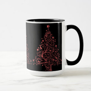 Christmas Tree Black Metallic Red Look Elegant Mug