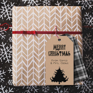Christmas Tree Black Rustic Merry Christmas  Gift Tags