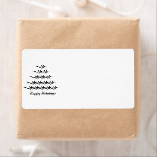 Christmas Tree black white blank Return Address
