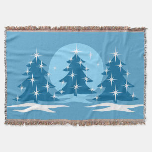 Christmas Tree Blanket Blue Holiday Throw Blankets