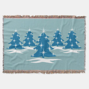 Christmas Tree Blanket Blue Holiday Throw Blankets