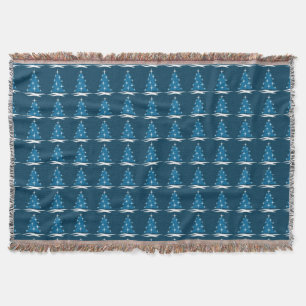 Christmas Tree Blanket Blue Holiday Throw Blankets