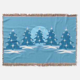 Christmas Tree Blanket Blue Holiday Throw Blankets