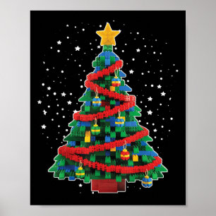 Christmas Tree Block Building Builder Brick Christ Poster