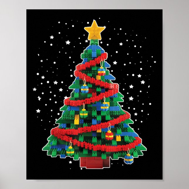 Christmas Tree Block Building Builder Brick Christ Poster (Front)