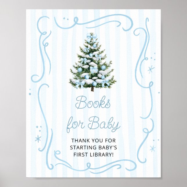 Christmas Tree Blue Baby Shower Books for Baby Poster (Front)