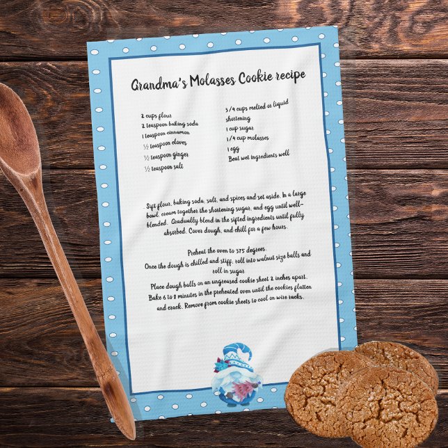 Christmas Tree Blue Gnome  Recipe keepsake   Tea Towel (Creator Uploaded)