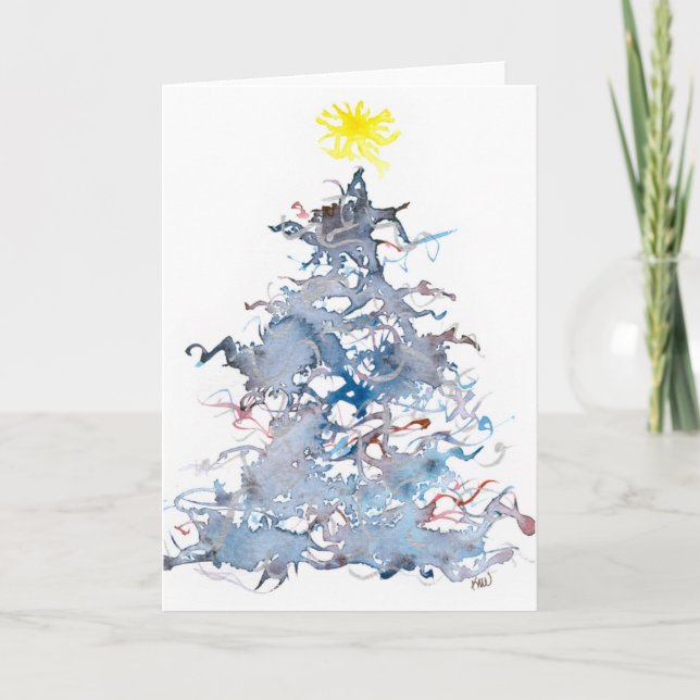 Christmas Tree, Blue, Greeting Card (Front)