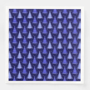 Christmas Tree Blue Pattern Design Napkin