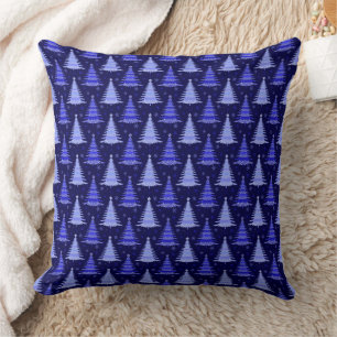 Christmas Tree Blue Pattern Design Throw Pillow