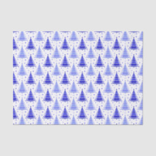 Christmas Tree Blue Periwinkle Pattern Design Tissue Paper