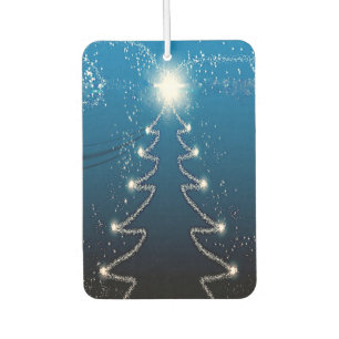 Christmas Tree Blue Sky Shiny Stars Rustic Elegant Car Air Freshener