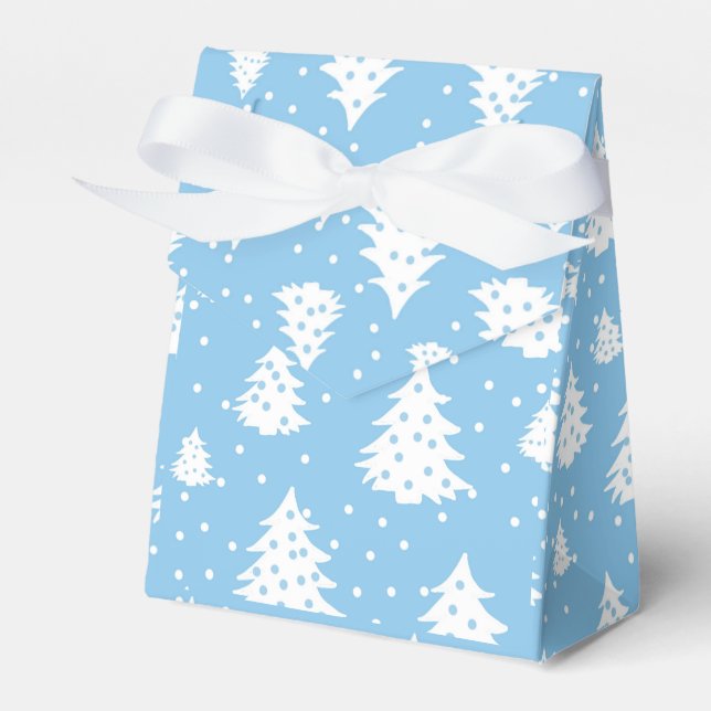 Christmas Tree Blue White Pattern Favour Box (Front Side)