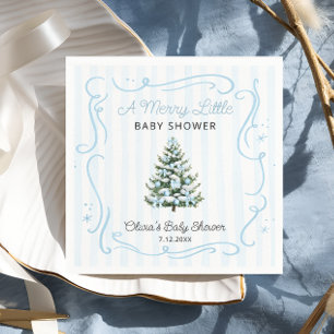 Christmas Tree Blue Winter Baby Shower Napkin