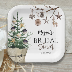 Christmas Tree Boho Winter Bridal Shower Paper Plate