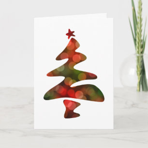 Christmas Tree Bokeh Lights Holiday Card