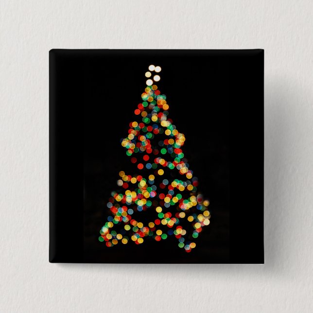 Christmas Tree Bokeh Multi Colored Lights pin (Front)