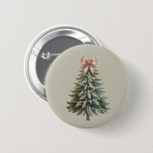 Christmas Tree Bow Coquette Xmas 6 Cm Round Badge