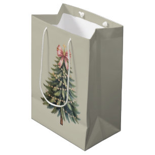 Christmas Tree Bow Coquette Xmas Medium Gift Bag