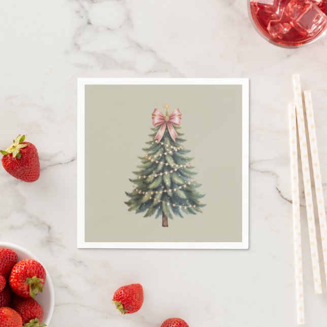 Christmas Tree Bow Coquette Xmas Napkin (Insitu)