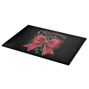 Christmas Tree Bow Girly Aesthetic Holiday Xmas  Cutting Board