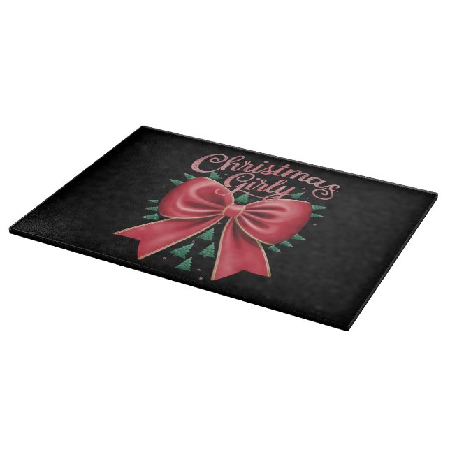 Christmas Tree Bow Girly Aesthetic Holiday Xmas  Cutting Board (Corner)