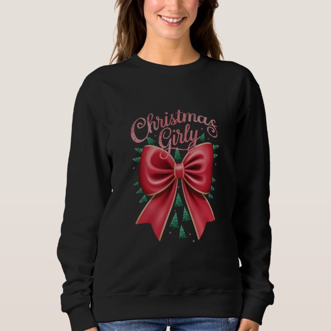 Christmas Tree Bow Girly Aesthetic Holiday Xmas  Sweatshirt (Front)