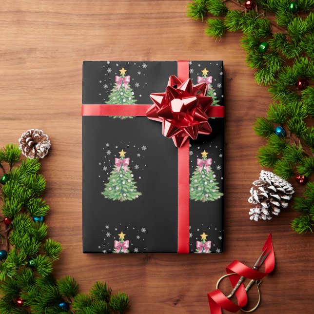 Christmas Tree Bow Xmas Holiday Wrapping Paper (Holiday Gift)