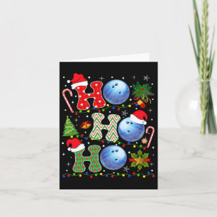 Christmas Tree Bowling Ho Ho Ho Santa Lights Xmas  Card