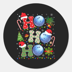 Christmas Tree Bowling Ho Ho Ho Santa Lights Xmas Classic Round Sticker