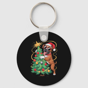 Christmas Tree Boxer Dog Sungles Key Ring